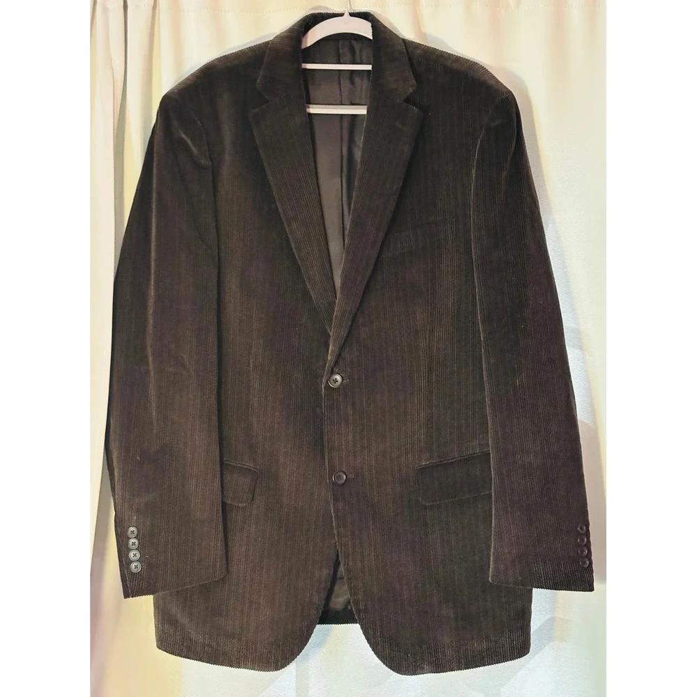 Dockers Mens Dark Gray Herringbone Corduroy Blazer Sport Coat 42L 100% Cotton